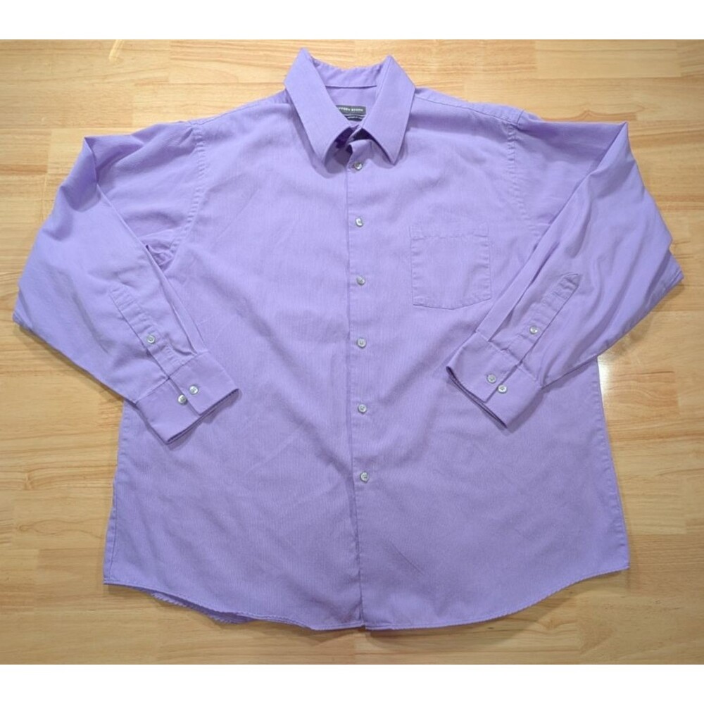 Geoffrey Beene Shirt Mens XXL 18 34/35 Classic Fit Wrinkle Free Purple Lavender